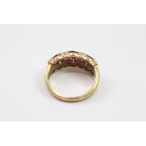 98 - 9ct gold diamond & ruby eternity ring (3.8g) Size  P