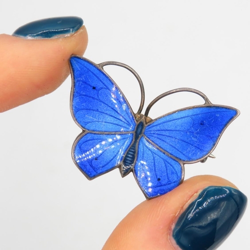 187 - Silver enamel butterfly brooch by Marius Hammer