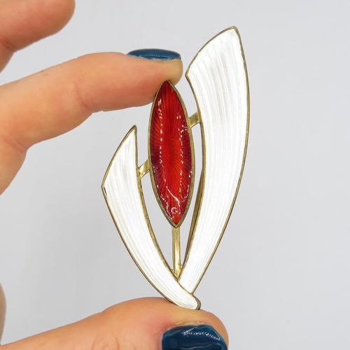 201 - Silver enamel brooch by Askel Holmsen