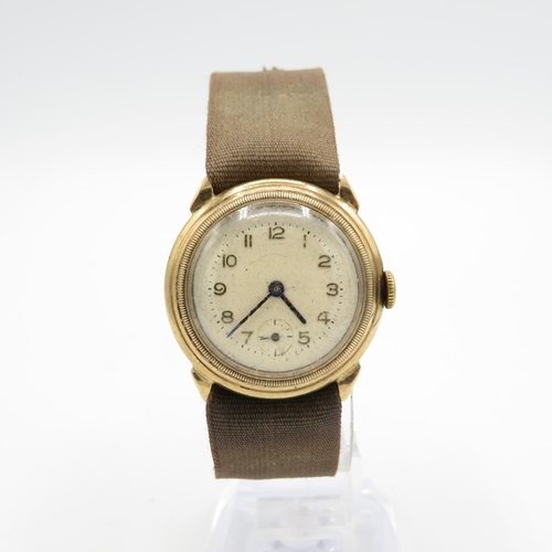 393 - 9ct Gold Borgel Cased Gents Vintage Trench Style WRISTWATCH Hand-wind WORKING