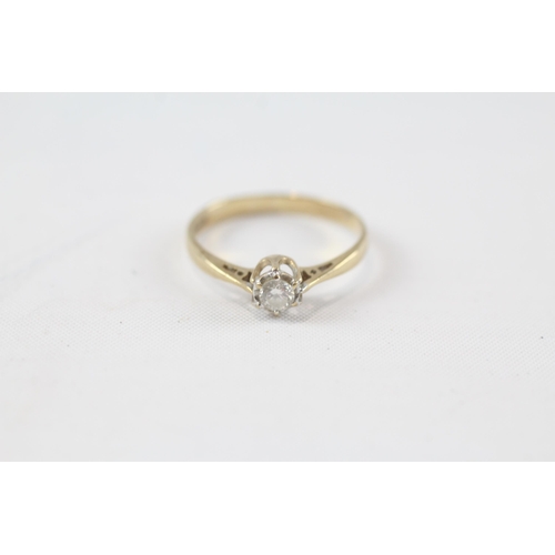 102 - 9ct gold vintage diamond set solitaire ring (1.4g) Size  N+1/2