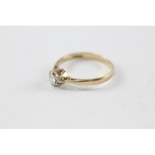 102 - 9ct gold vintage diamond set solitaire ring (1.4g) Size  N+1/2