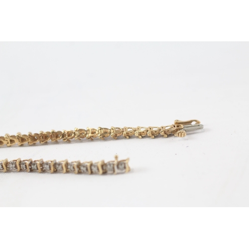 106 - 9ct gold diamond fancy link bracelet (6.7g)