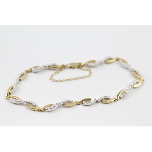 115 - 9ct gold diamond fancy link bracelet (5.9g)