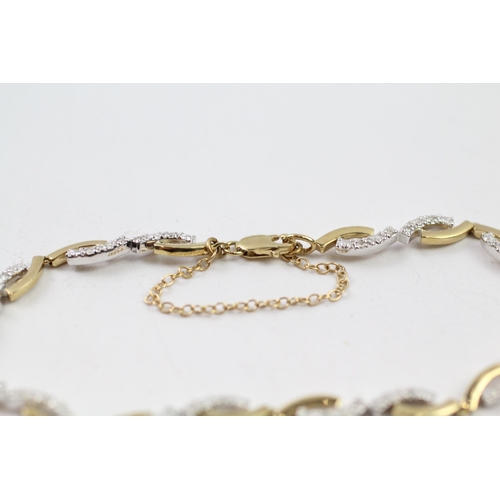 115 - 9ct gold diamond fancy link bracelet (5.9g)