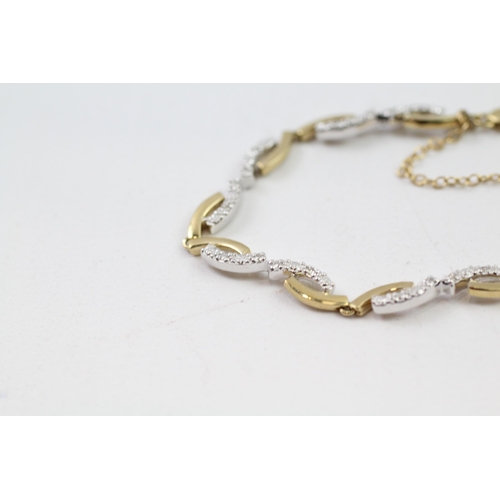 115 - 9ct gold diamond fancy link bracelet (5.9g)