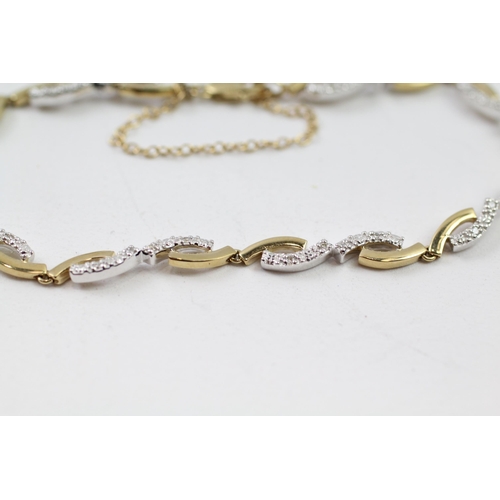 115 - 9ct gold diamond fancy link bracelet (5.9g)