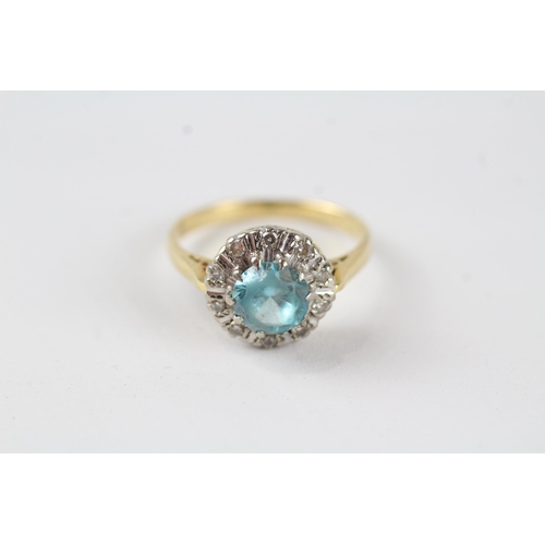 116 - 18ct gold diamond & zircon halo ring (4.4g) Size  P