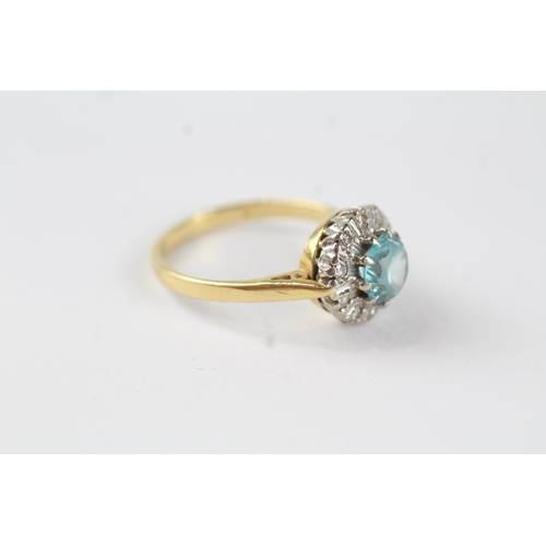 116 - 18ct gold diamond & zircon halo ring (4.4g) Size  P