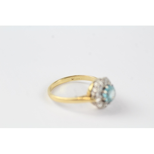 116 - 18ct gold diamond & zircon halo ring (4.4g) Size  P