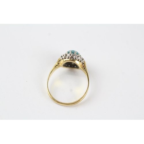 116 - 18ct gold diamond & zircon halo ring (4.4g) Size  P