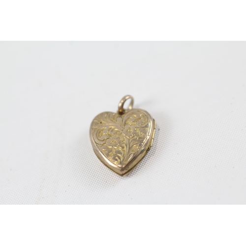 140 - 9ct gold back & front heart locket pendant (1.4g)