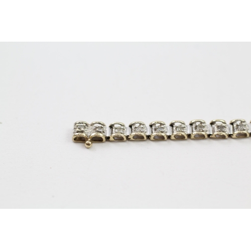 15 - 9ct white & yellow gold diamond link bracelet (6.8g)