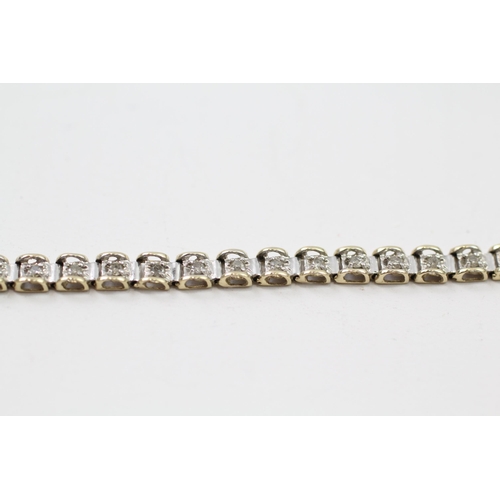 15 - 9ct white & yellow gold diamond link bracelet (6.8g)