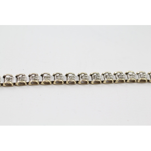 15 - 9ct white & yellow gold diamond link bracelet (6.8g)