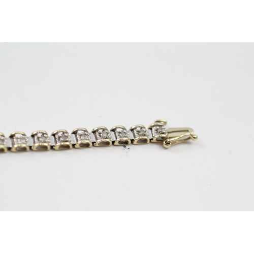 15 - 9ct white & yellow gold diamond link bracelet (6.8g)