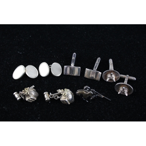 171 - A collection of silver gents accessories including cufflinks (58g)