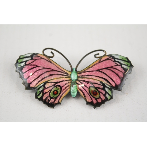 173 - Silver enamel butterfly brooch (12g)