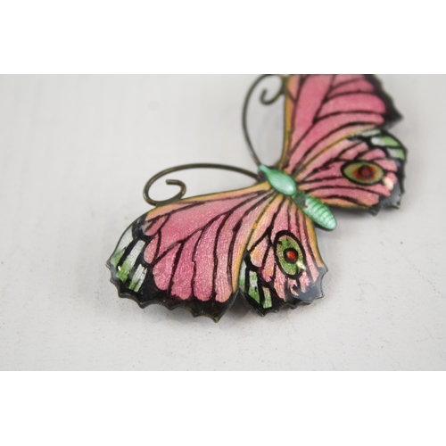 173 - Silver enamel butterfly brooch (12g)