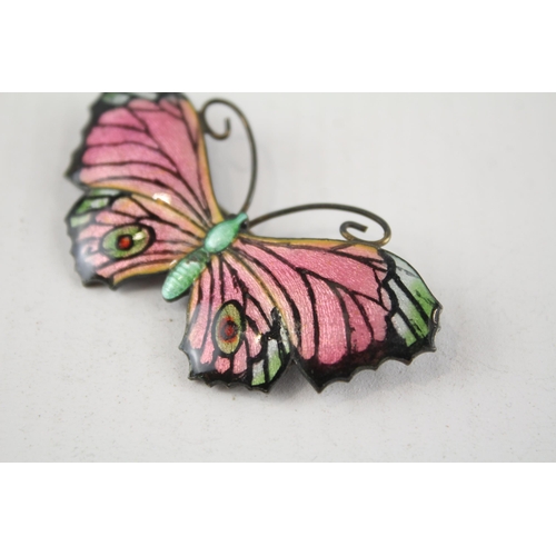 173 - Silver enamel butterfly brooch (12g)