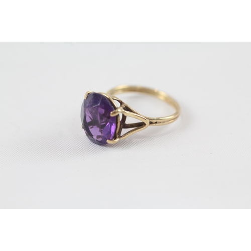 19 - 9ct gold amethyst single stone ring (2.4g) Size  K