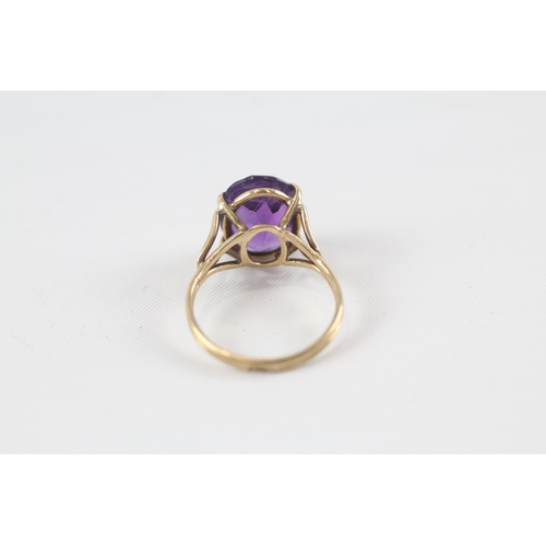 19 - 9ct gold amethyst single stone ring (2.4g) Size  K