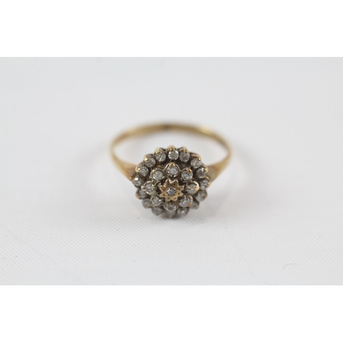 27 - 9ct gold old cut diamond halo ring (1.8g) Size  L