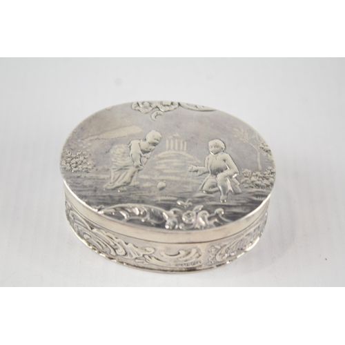 334 - Antique Edwardian 1904 Birmingham Sterling Silver Figural Snuff Box (46g)