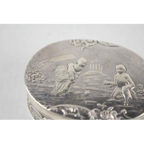 334 - Antique Edwardian 1904 Birmingham Sterling Silver Figural Snuff Box (46g)