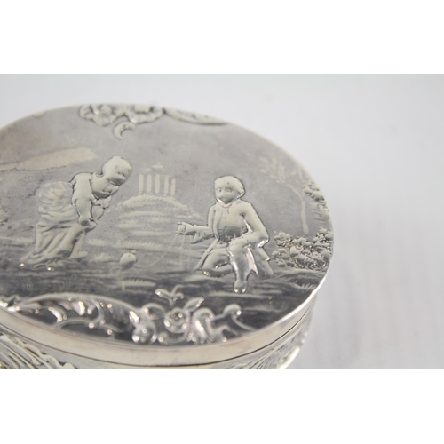 334 - Antique Edwardian 1904 Birmingham Sterling Silver Figural Snuff Box (46g)