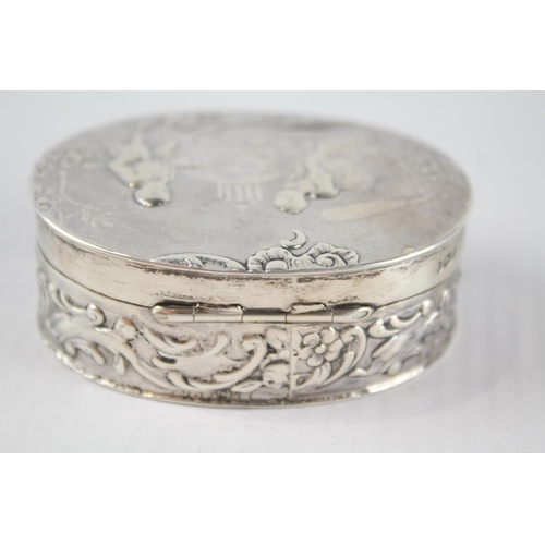 334 - Antique Edwardian 1904 Birmingham Sterling Silver Figural Snuff Box (46g)