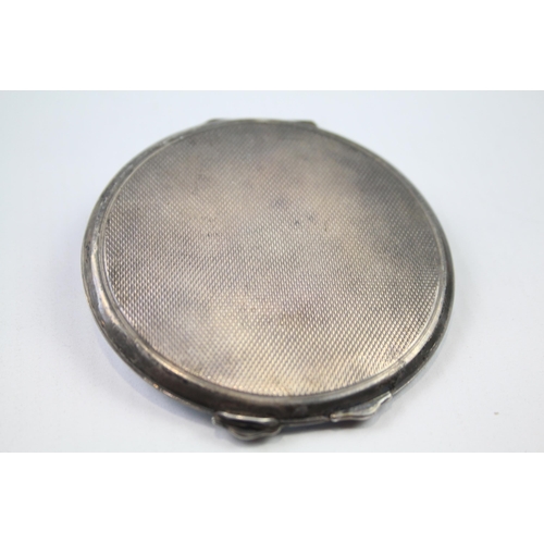 335 - Vintage Hallmarked 1937 Birmingham Sterling Silver Ladies Vanity Compact (84g)