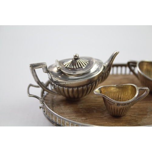 340 - 4 x Antique Edwardian 1905 Birmingham Sterling Silver Miniature Tea Set (27g)