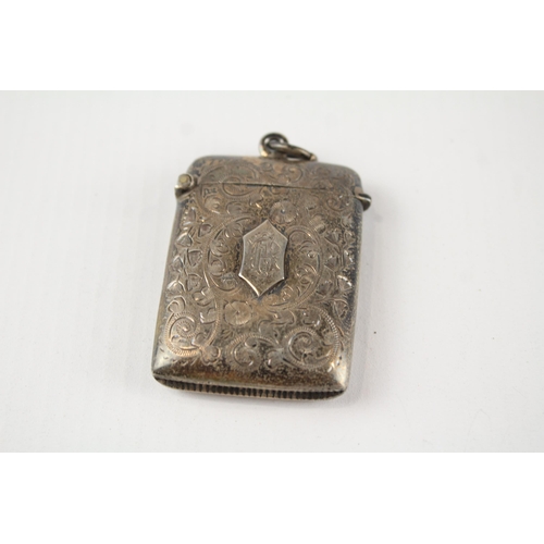 347 - Antique Victorian 1899 Birmingham Sterling Silver Vesta / Match Case (27g)