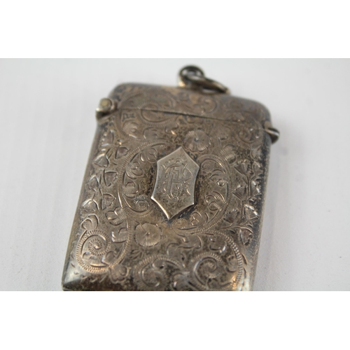 347 - Antique Victorian 1899 Birmingham Sterling Silver Vesta / Match Case (27g)