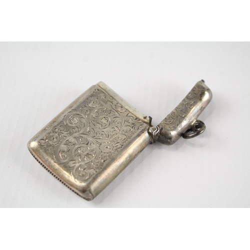 347 - Antique Victorian 1899 Birmingham Sterling Silver Vesta / Match Case (27g)