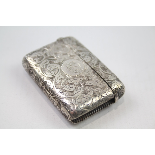 348 - Antique Victorian 1892 Birmingham Sterling Silver Vesta / Match Case (29g)