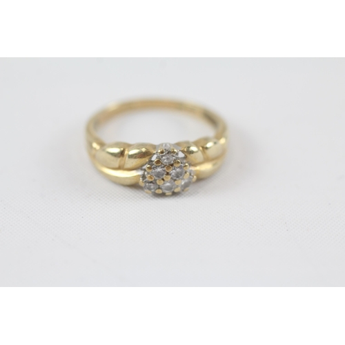 36 - 9ct gold diamond cluster ring (2.2g) Size  O