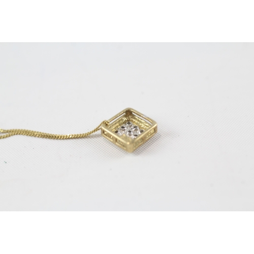 38 - 9ct gold and diamond pendant with gold chain (1.6g)