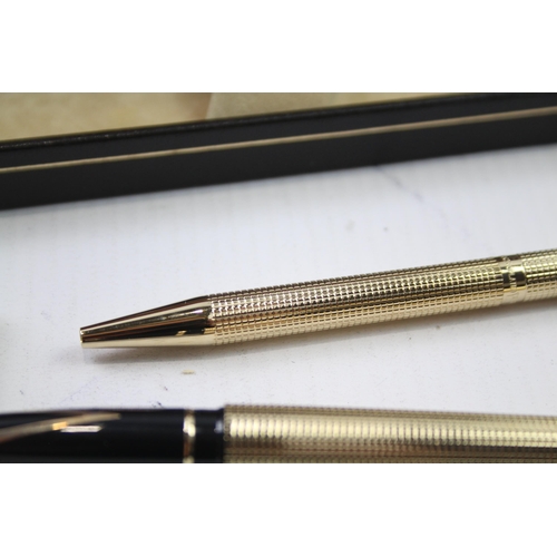 392 - Vintage SHEAFFER Targa Gold Plated Fountain Pen w/ 14ct Gold Nib, Ballpoint, Box