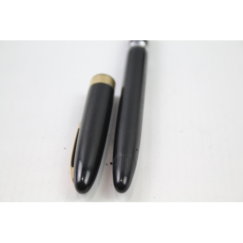 394 - Vintage SHEAFFER Snorkel Black Fountain Pen w/ 14ct Gold Nib WRITING