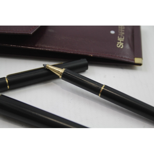 395 - Vintage SHEAFFER Targa Matte Black Fountain Pen w/ 14ct Gold Nib, Felt Pen Etc