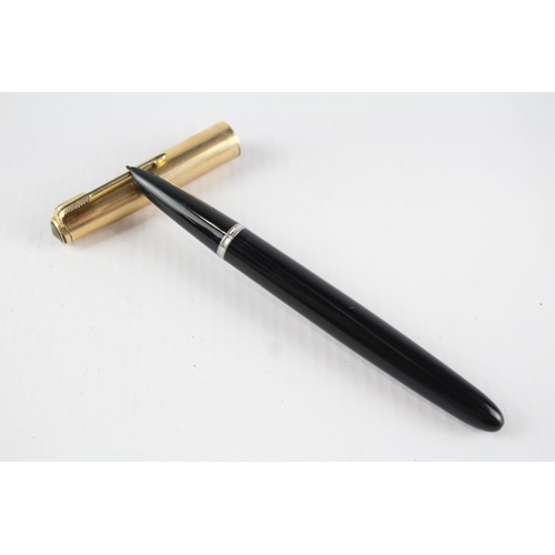 397 - Vintage PARKER 51 Black Fountain Pen w/ Rolled Gold Cap WRITING