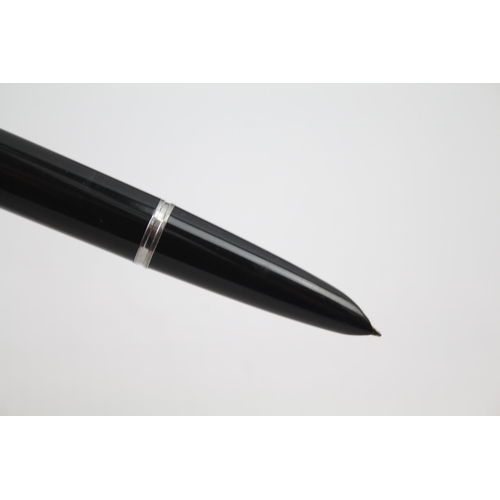 400 - Vintage PARKER 51 Black Fountain Pen w/ Brushed Steel Cap Writing Boxed