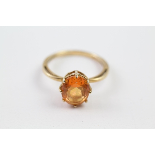 44 - 9ct gold citrine single stone ring (3.1g) Size  S+1/2