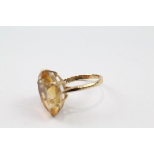 52 - 9ct gold citrine single stone ring (4.5g) Size  P