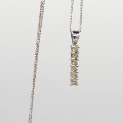 62 - 9ct gold diamond drop pendant & chain (1.3g)