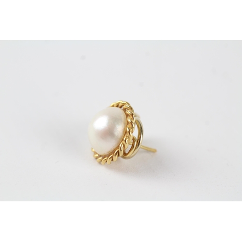 67 - 18ct gold vintage mabe pearl clip & post stud earrings (8g)