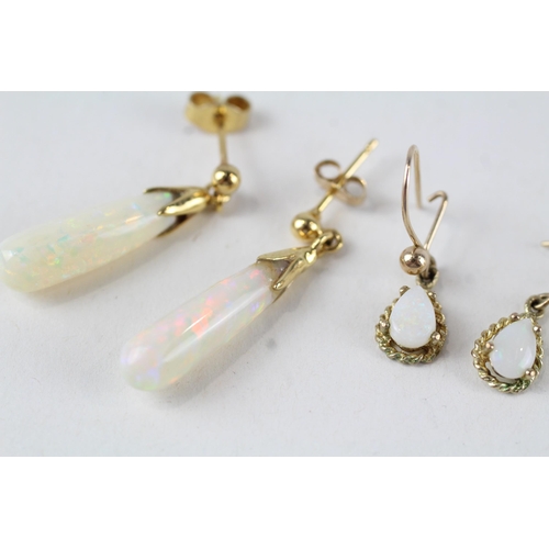 80 - 2 x 9ct gold opal drop earrings (3.1g)