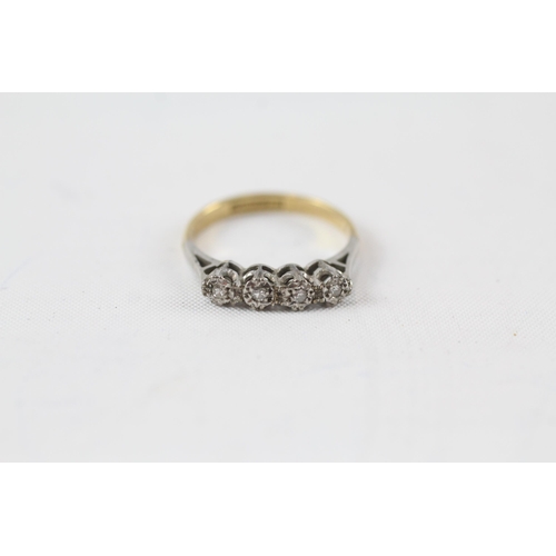 90 - 18CT GOLD AND PLATINUM DIAMOND RING 2.2G Size  J+1/2